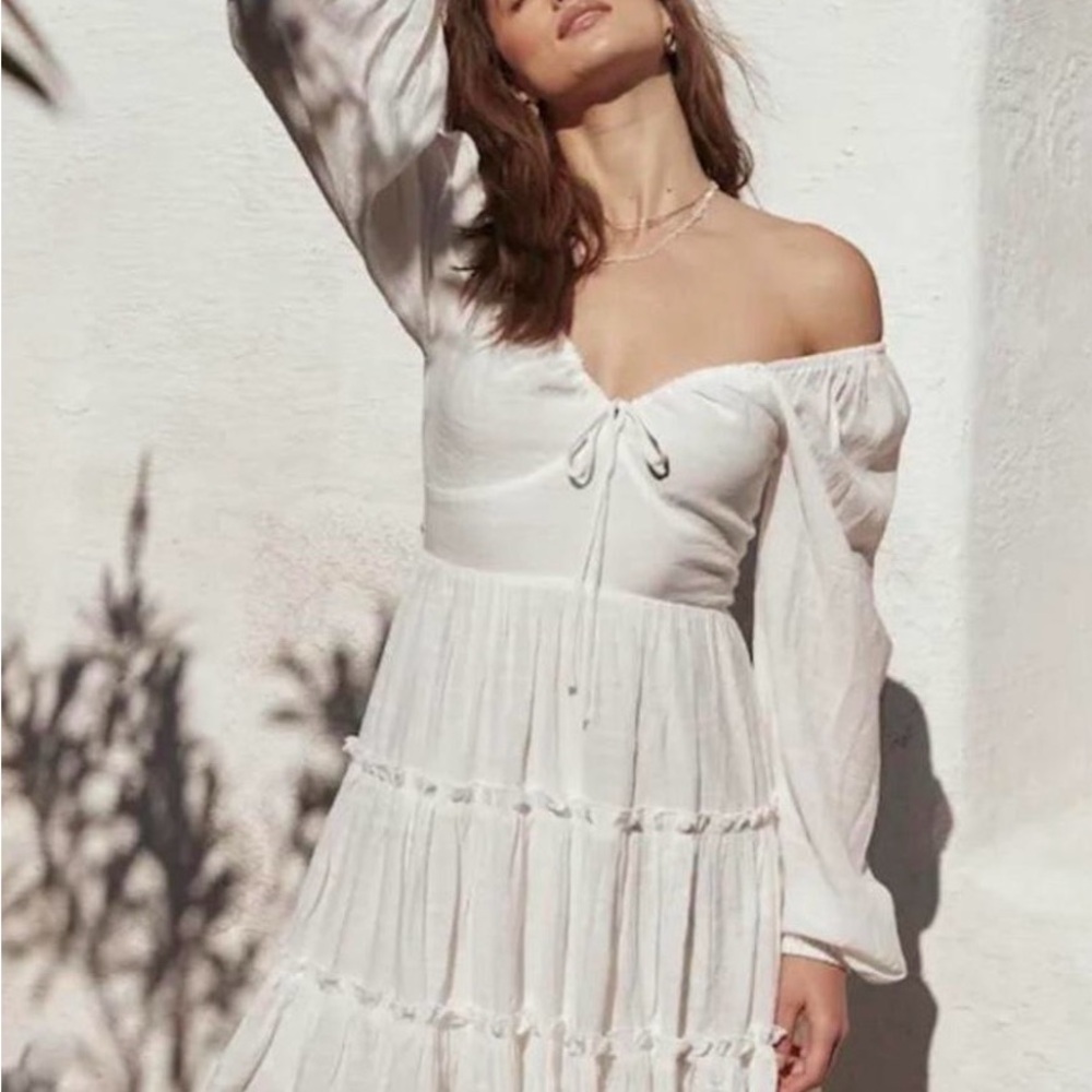 Lulu's White Ruffle Mini Dress
